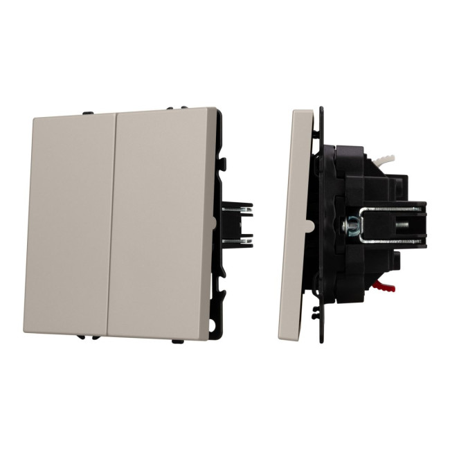 Механизм звонкового выключателя двухклавишный Arlight SWT-NOBE-MKR2-SFPL-CA (230V, 10A) (Кашемир) 061785