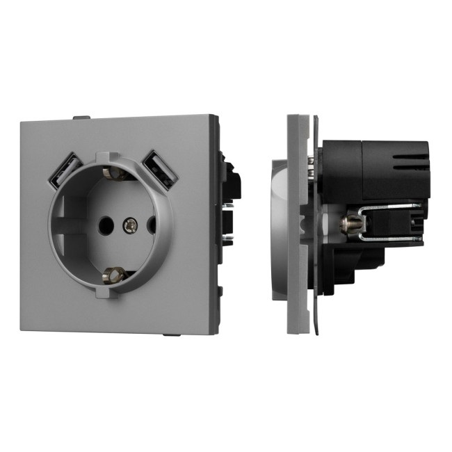 Механизм розетки с USB зарядкой Arlight SCT-TENDO-MUAA-PL-GR (230V, 16A) 054084