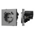 Механизм розетки с USB зарядкой Arlight SCT-TENDO-MUAA-PL-GR (230V, 16A) 054084