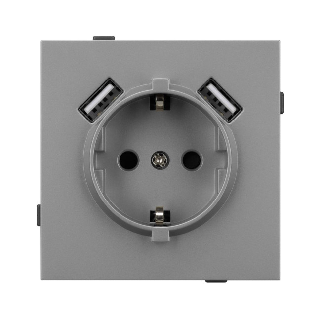 Механизм розетки с USB зарядкой Arlight SCT-TENDO-MUAA-PL-GR (230V, 16A) 054084