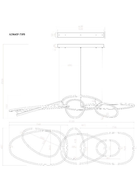 Подвесная люстра Arte Lamp Oracle A2964SP-75PB Подвесная люстра Arte Lamp Oracle A2964SP-75PB