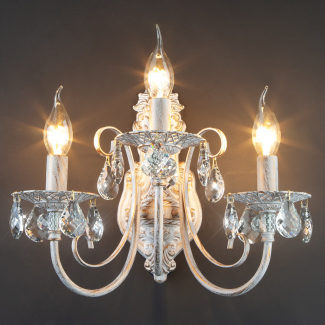 Бра Eurosvet 3305/3 белый с золотом/прозрачный хрусталь Strotskis Бра Eurosvet 3305/3 белый с золотом/прозрачный хрусталь Strotskis