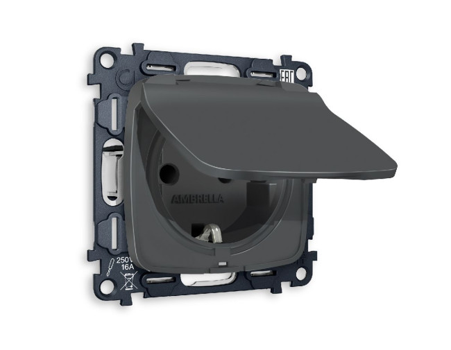 Комплект механизма розетки с/з со шторками и крышкой Ambrella Volt Omega MO908010 Комплект механизма розетки с/з со шторками и крышкой Ambrella Volt Omega MO908010