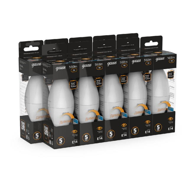 Лампа светодиодная диммируемая Gauss E14 7W 3000K матовая 103101107-D Лампа светодиодная диммируемая Gauss E14 7W 3000K матовая 103101107-D