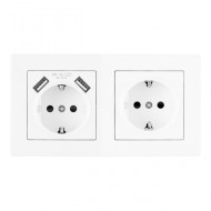 Розетка двойная (двухпостовая) c USB Arte Milano SET06-2-47-1-40-1 white Розетка двойная (двухпостовая) c USB Arte Milano SET06-2-47-1-40-1 white