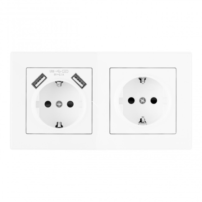 Розетка двойная (двухпостовая) c USB Arte Milano SET06-2-47-1-40-1 white Розетка двойная (двухпостовая) c USB Arte Milano SET06-2-47-1-40-1 white
