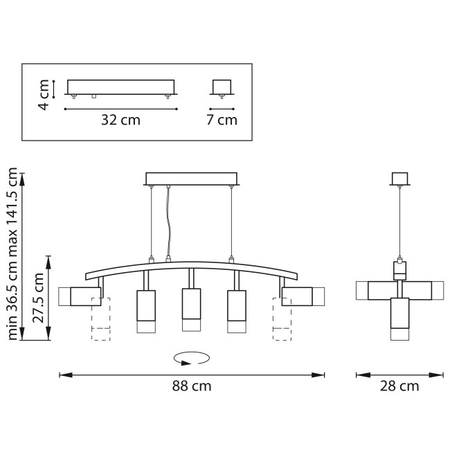 Подвесной светильник Lightstar Rullo LR7353751 (571735+214437-5+202431-5)