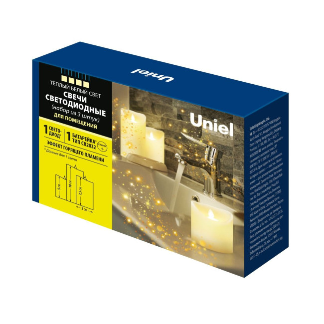 Набор свечей светодиодных Uniel ULD-F060 WARM WHITE CANDLE SET3 UL-00008593 Набор свечей светодиодных Uniel ULD-F060 WARM WHITE CANDLE SET3 UL-00008593