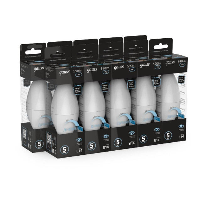 Лампа светодиодная диммируемая Gauss E14 7W 4100K матовая 103101207-D Лампа светодиодная диммируемая Gauss E14 7W 4100K матовая 103101207-D