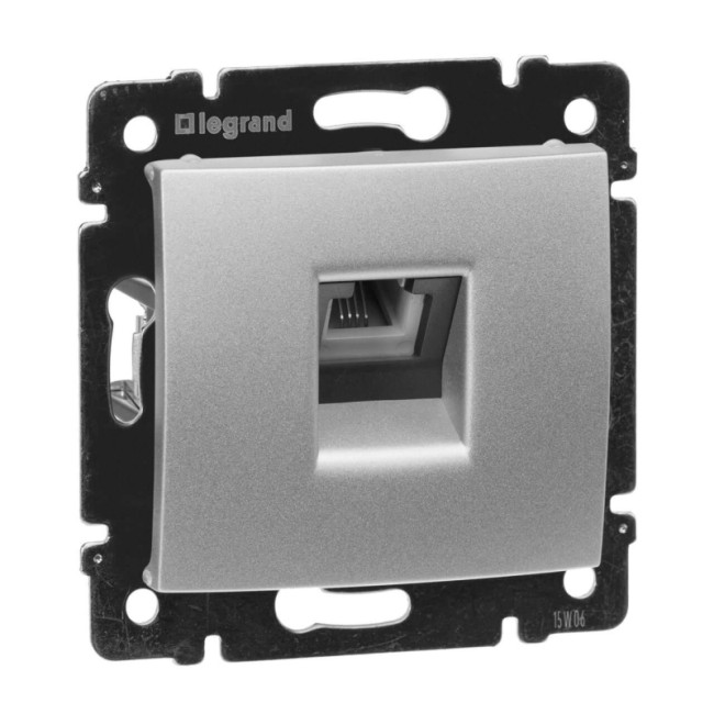 Розетка телефонная RJ11 Legrand Valena алюминий 770138 Розетка телефонная RJ11 Legrand Valena алюминий 770138