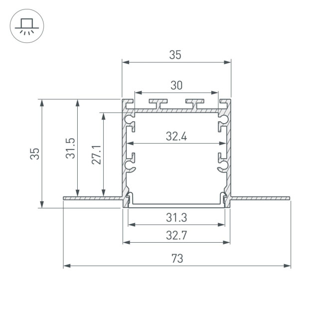 Профиль Arlight LINIA32-FANTOM-2000 ANOD (Алюминий) 049950(1)