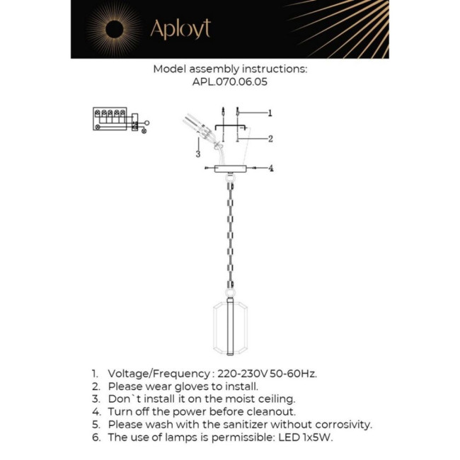 Подвесной светильник Aployt Lakres APL.070.06.05