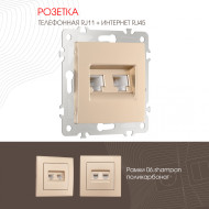 Розетка телефонная RJ11 + компьютерная RJ45 Arte Milano 206.44-1.shampan