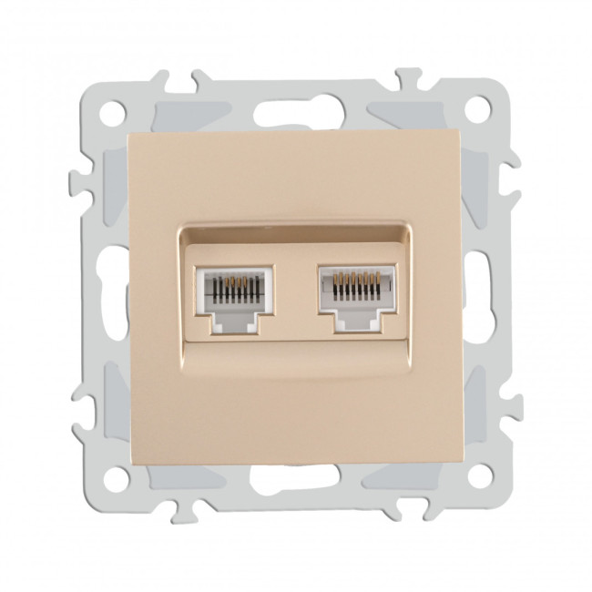 Розетка телефонная RJ11 + компьютерная RJ45 Arte Milano 206.44-1.shampan Розетка телефонная RJ11 + компьютерная RJ45 Arte Milano 206.44-1.shampan