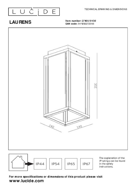 Уличный потолочный светильник Lucide Laurens 27105/01/30 Уличный потолочный светильник Lucide Laurens 27105/01/30