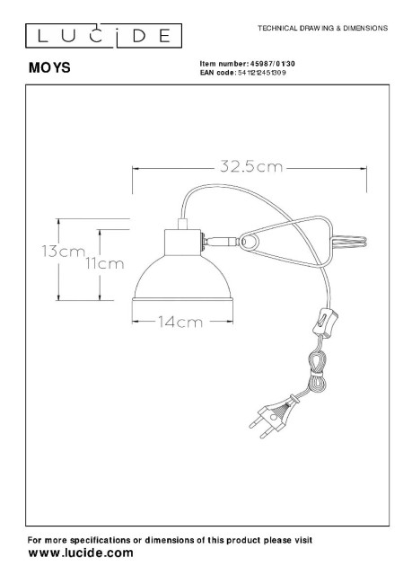 Настольная лампа Lucide Moys 45987/01/30 Настольная лампа Lucide Moys 45987/01/30
