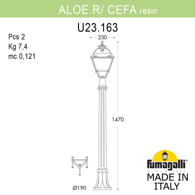 Ландшафтный светильник Fumagalli ALOE.R/CEFA U23.163.000.BYE27 Ландшафтный светильник Fumagalli ALOE.R/CEFA U23.163.000.BYE27