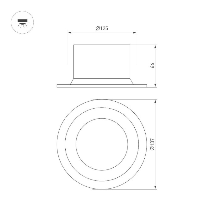 Встраиваемый светильник Arlight MS-DROP-BUILT-R137-24W Warm3000 (WH, 90 deg, 230V) 041463