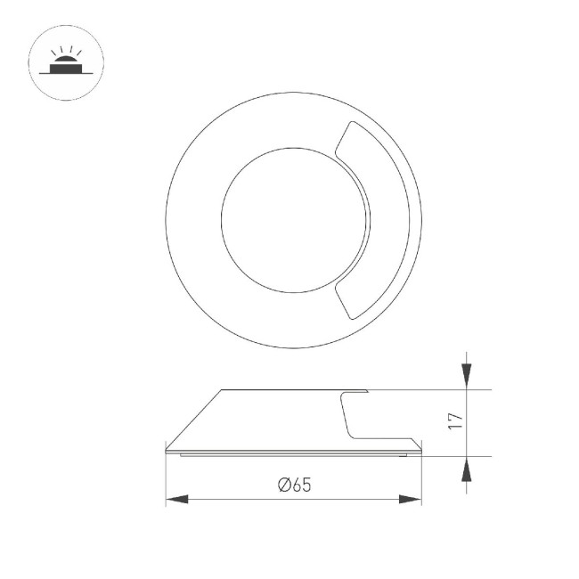 Накладка Arlight ART-DECK-CAP-LID1-R65 (SL, STEEL) 045349