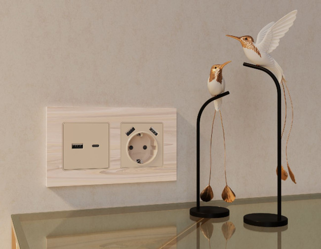 Лицевая панель для розетки с/з со шторками 2USB A+A Ambrella Volt Alfa AP3290 Лицевая панель для розетки с/з со шторками 2USB A+A Ambrella Volt Alfa AP3290