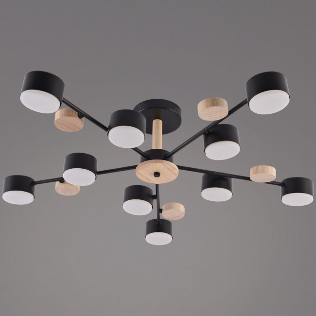 Люстра на штанге Reluce 03758-0.3-10 BK+WOOD GX53 Люстра на штанге Reluce 03758-0.3-10 BK+WOOD GX53