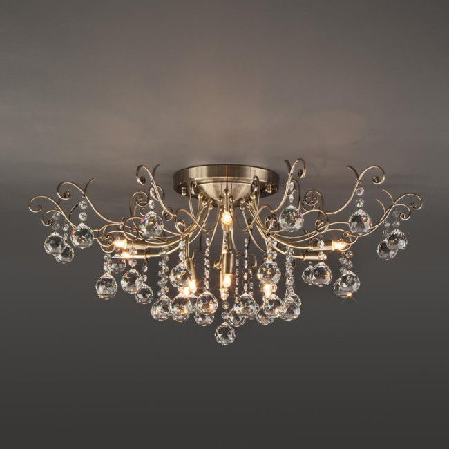 Потолочная люстра Eurosvet 10042/12 античная бронза/прозрачный хрусталь Потолочная люстра Eurosvet 10042/12 античная бронза/прозрачный хрусталь