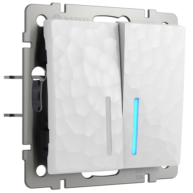 Выключатель Werkel Hammer двухклавишный проходной с подсветкой белый W1222101 4690389162626 Выключатель Werkel Hammer двухклавишный проходной с подсветкой белый W1222101 4690389162626