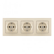 Розетка тройная (трехпостовая) с/з и шторками Arte Milano SET06-3-40-1x3 shampan