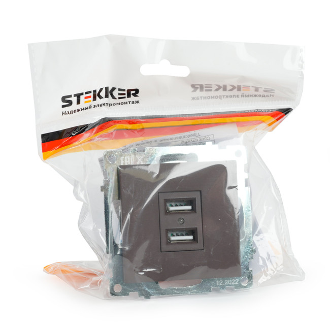 Розетка USB 2-местная Stekker Катрин GLS10-7115-04 49027 Розетка USB 2-местная Stekker Катрин GLS10-7115-04 49027