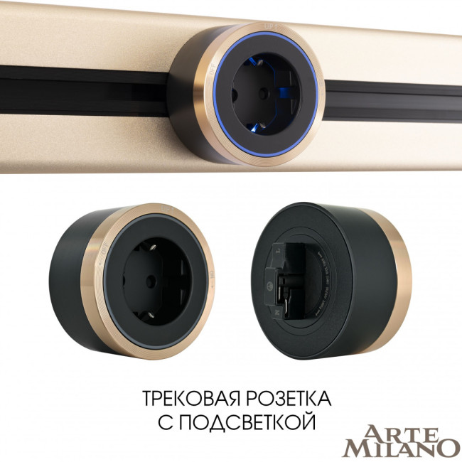 Трековая розетка Arte Milano Am-track-sockets 380066TS LED/ES Gold Трековая розетка Arte Milano Am-track-sockets 380066TS LED/ES Gold
