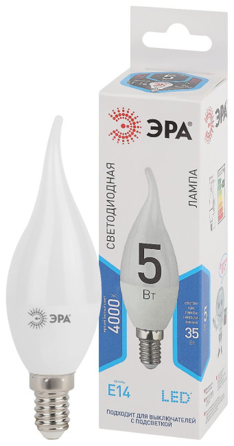 Лампа светодиодная Эра E14 5W 4000K LED BXS-5W-840-E14 Б0027968 Лампа светодиодная Эра E14 5W 4000K LED BXS-5W-840-E14 Б0027968