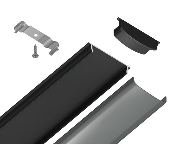 Алюминиевый накладной профиль Ambrella Light Alum Profile GP1600BK/BK Алюминиевый накладной профиль Ambrella Light Alum Profile GP1600BK/BK