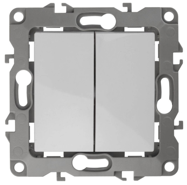 Выключатель двухклавишный ЭРА 12 10AX 250V 12-1004-01 Б0014651 Выключатель двухклавишный ЭРА 12 10AX 250V 12-1004-01 Б0014651