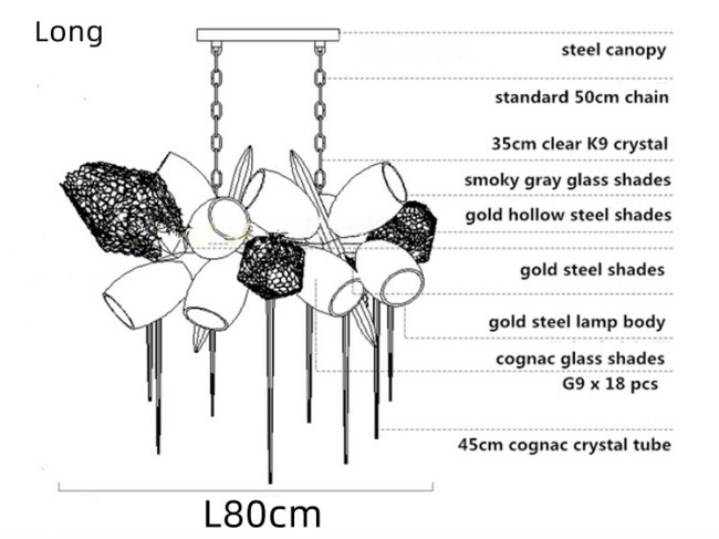 Люстра 8898P/BS gold/smoky Люстра 8898P/BS gold/smoky