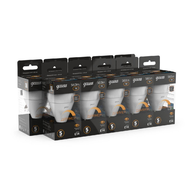 Лампа светодиодная диммируемая Gauss E14 7W 3000K матовая 105101107-D Лампа светодиодная диммируемая Gauss E14 7W 3000K матовая 105101107-D