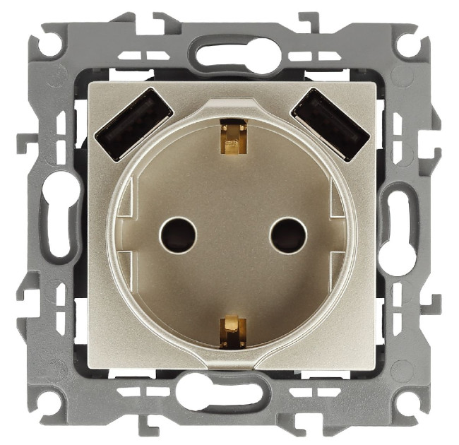 Розетка 2P+E со шторками и 2xUSB Эра 12-4109-04 Б0047843 Розетка 2P+E со шторками и 2xUSB Эра 12-4109-04 Б0047843