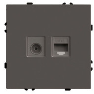 Розетка TV + компьютерная RJ-45 (механизм) Stekker Эмили RST00-5106-09 антрацит soft touch 49924