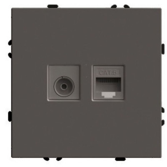 Розетка TV + компьютерная RJ-45 (механизм) Stekker Эмили RST00-5106-09 антрацит soft touch 49924 Розетка TV + компьютерная RJ-45 (механизм) Stekker Эмили RST00-5106-09 антрацит soft touch 49924