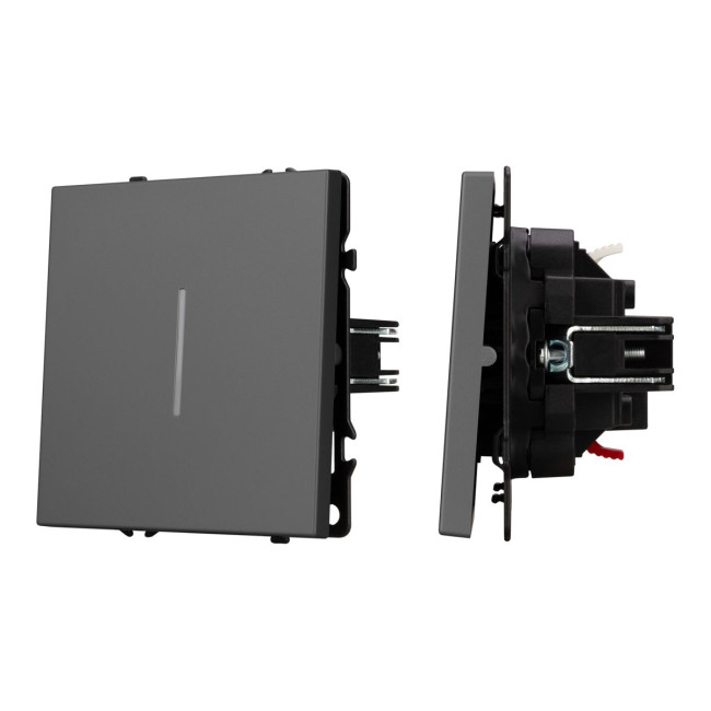 Механизм выключателя одноклавишный проходной Arlight LED SWT-NOBE-MKP1-SFPL-L-GR (230V, 10A) 054263 Механизм выключателя одноклавишный проходной Arlight LED SWT-NOBE-MKP1-SFPL-L-GR (230V, 10A) 054263