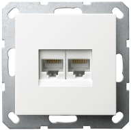 Интернет розетка Jasmart двойная разъем RJ45х2 с накладкой белый глянцевый G6106W