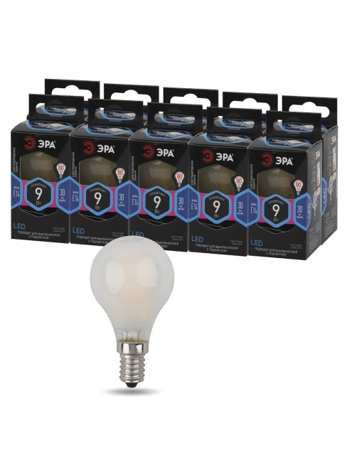 Лампа светодиодная Эра E14 9W 4000K F-LED P45-9w-840-E14 frost Б0047027