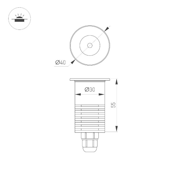 Грунтовый светильник Arlight ART-GROUND-R40-3W Warm3000 (SL, 36 deg, 24V) 048820 Грунтовый светильник Arlight ART-GROUND-R40-3W Warm3000 (SL, 36 deg, 24V) 048820