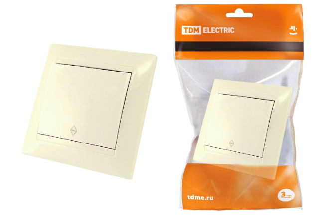 Выключатель одноклавишный на 2 направления Лама TDM Electric SQ1815-0106 Выключатель одноклавишный на 2 направления Лама TDM Electric SQ1815-0106