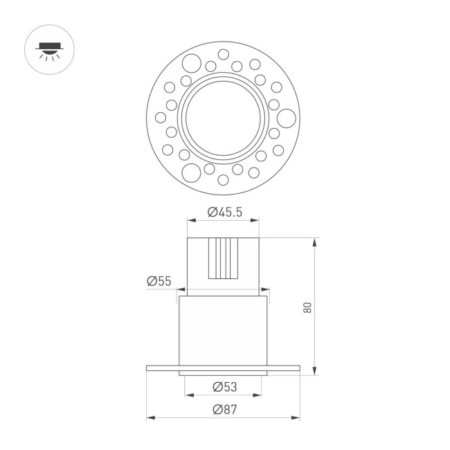 Встраиваемый светильник Arlight MS-INVISIO-TRIMLESS-R55-15W Day4000 (WH-WH, 36 deg, 230V) (IP54 Металл) 061918 Встраиваемый светильник Arlight MS-INVISIO-TRIMLESS-R55-15W Day4000 (WH-WH, 36 deg, 230V) (IP54 Металл) 061918