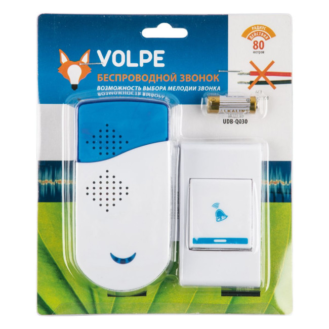 Беспроводной звонок Volpe UDB-Q030 W-R1T1-32S-100M-WH UL-00010592 Беспроводной звонок Volpe UDB-Q030 W-R1T1-32S-100M-WH UL-00010592