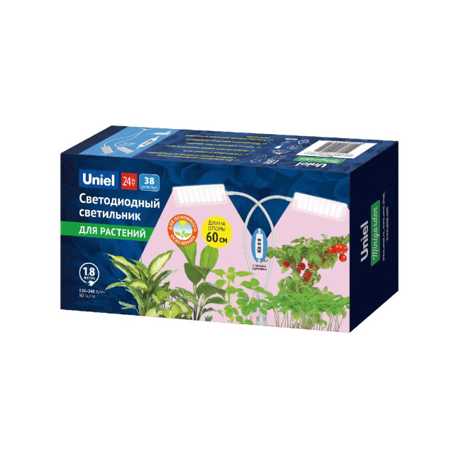 Светильник для растений Uniel ULT-P37-24W/SPLE/TM/60 IP40 WHITE TWIN UL-00011829