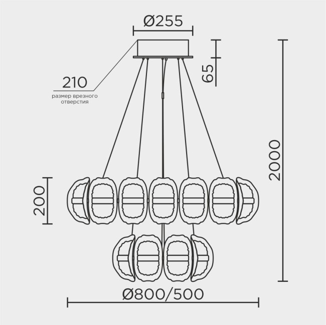 Подвесная люстра Modelux ML.2520.800.500 GD Подвесная люстра Modelux ML.2520.800.500 GD