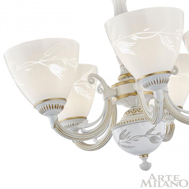 Подвесная люстра Arte Milano 343659/5 WT+G Подвесная люстра Arte Milano 343659/5 WT+G