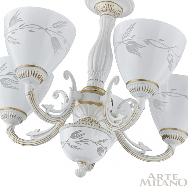 Подвесная люстра Arte Milano 343659/5 WT+G Подвесная люстра Arte Milano 343659/5 WT+G