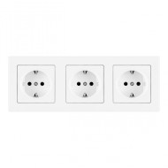 Розетка тройная (трехпостовая) с/з и шторками Arte Milano SET06-3-40-1x3 white